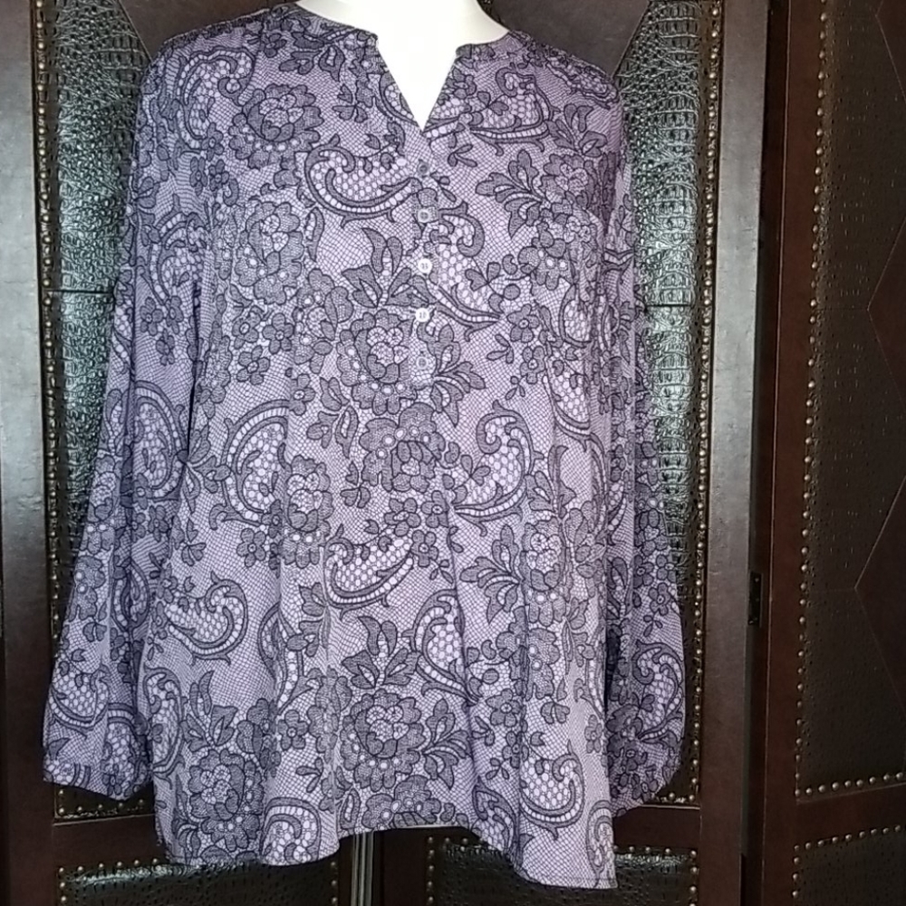 Croft & Barrow Purple & Black Top